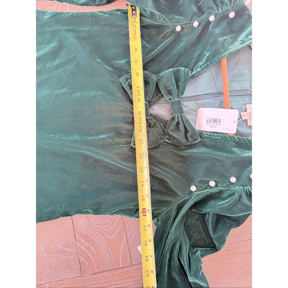NWT Peach Love California Tarin Velvet Bow Dress in Green Size Small - Picture 7 of 9